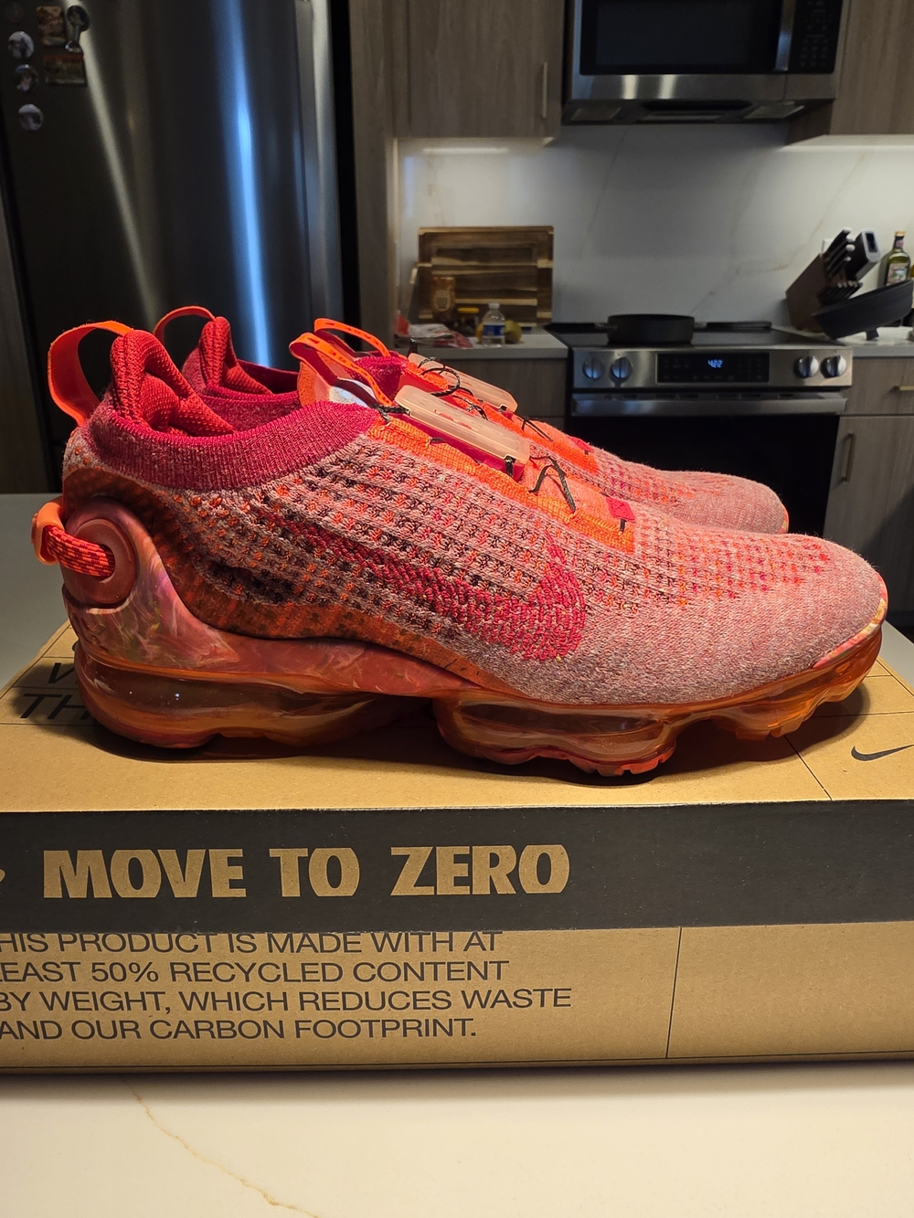 Nike Men's Vapormax Flyknit Slip-On Sneakers - Red/Orange -Size 8.5